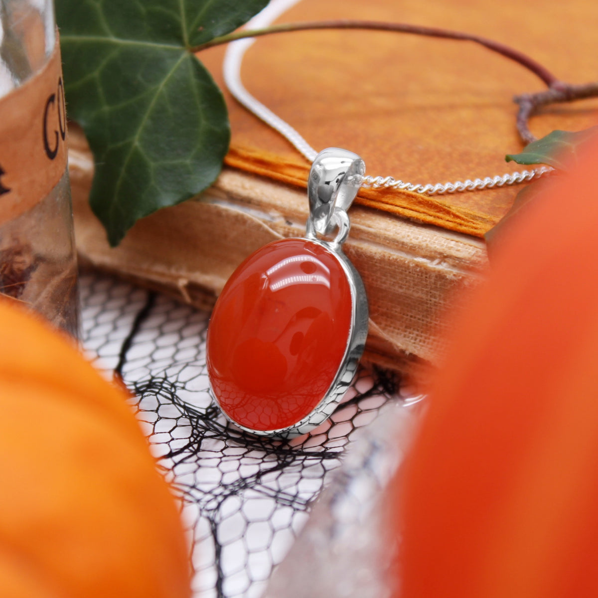 JACK O’ LANTERN - Sterling Silver & Carnelian Necklace