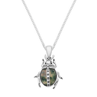 THE BEETLE - Sterling Silver & Moss Agate Necklace