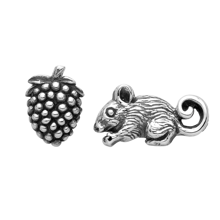 Sterling silver mouse berry harvest autumn stud earrings 