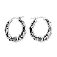 FOLKLORE - Moss Agate & Sterling Silver Hoops