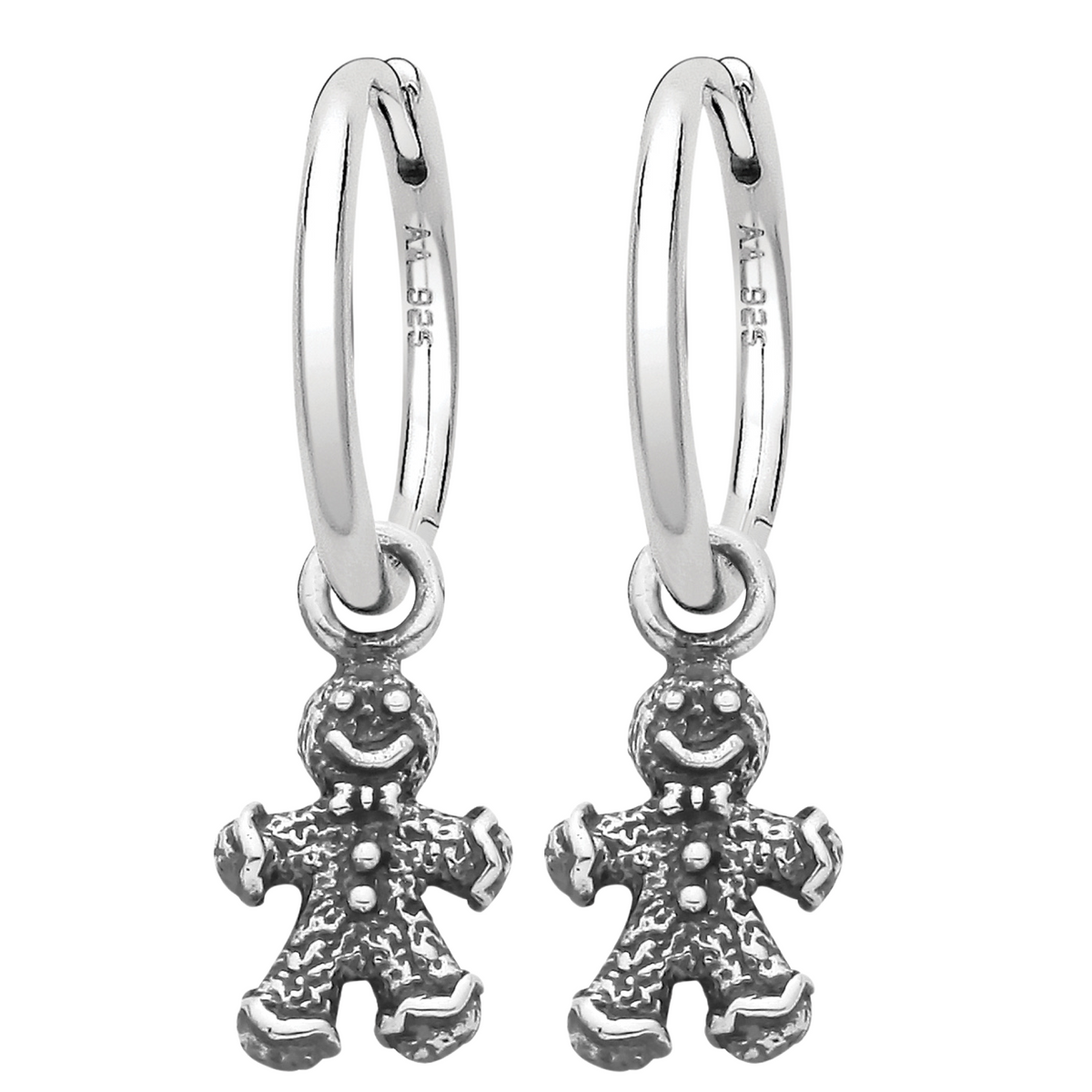 Sterling silver gingerbread man earrings Christmas jewellery