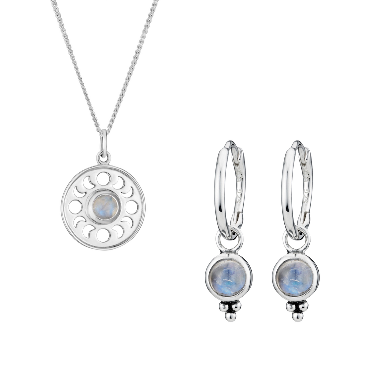 MOONCHILD - Sterling Silver Necklace & Hoop Gift Set