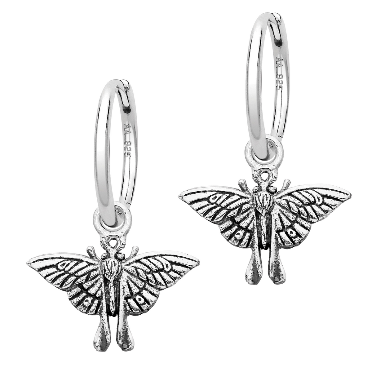 MAD ABOUT MOTHS - Sterling Silver Necklace, Hoop & Studs Gift Set