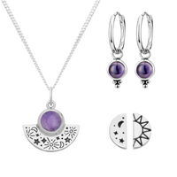 NIGHTFALL - Sterling Silver Necklace, Hoop & Stud Gift Set