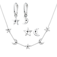 STARGAZER - Sterling Silver Necklace, Hoop & Stud Gift Set