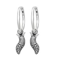Sterling silver slug garden hoop earrings