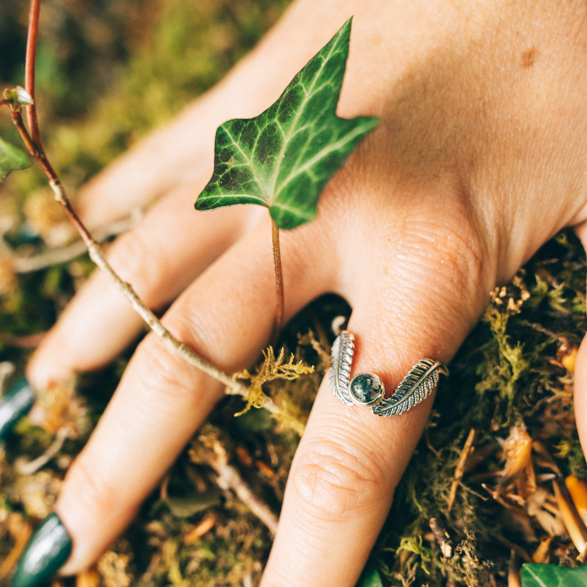 WOODLAND WISH - Moss Agate & Sterling Silver Ring