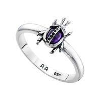 Sterling silver gemstone ring amethyst beetle gothic witchy bohemian alternative jewellery jewelry