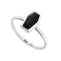 Sterling silver onyx gemstone coffin ring alternative witchy gothic jewellery