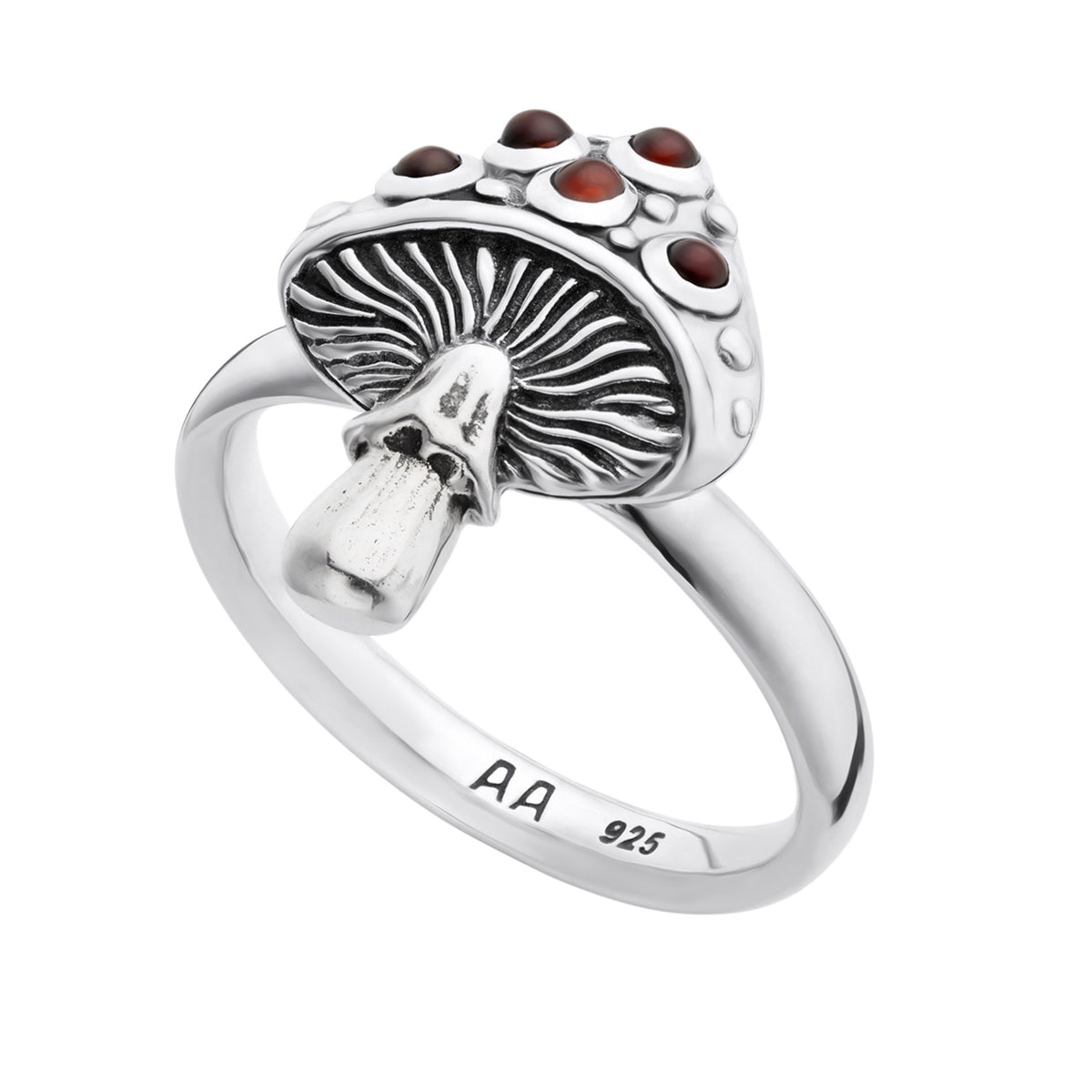 MYSTIC MUSHROOM - Sterling Silver & Garnet Ring