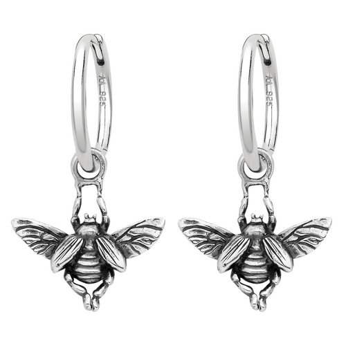 Sterling silver beetle bug insect hoop earrings a;yermative nature jewellery