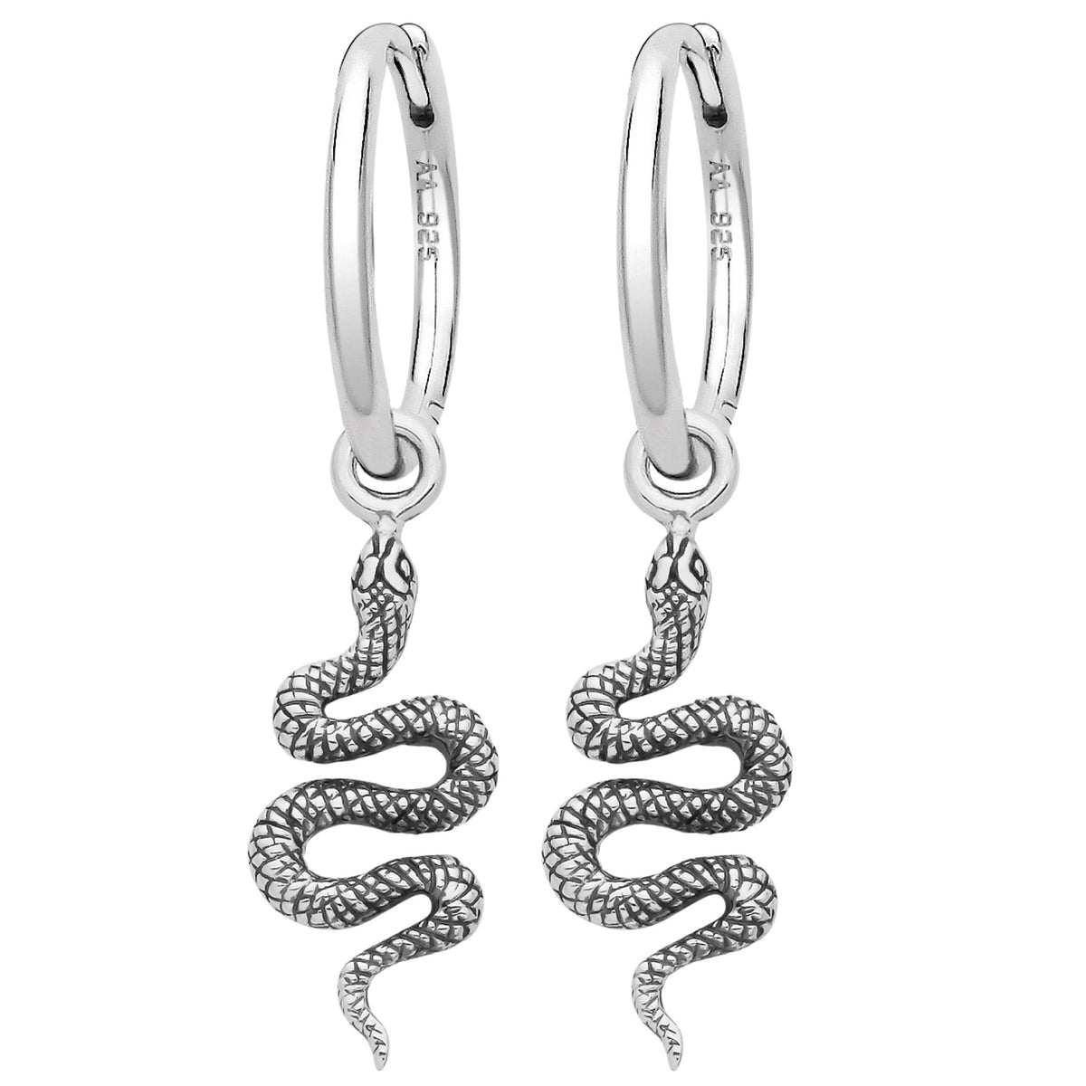 sterling silver snake hoop earrings gothic witch alternative jewellery