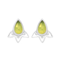 sterling silver and peridot boho stud earrings gothic witchy jewellery