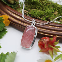 STRAWBERRY FIELDS - Sterling Silver & Strawberry Quartz Necklace