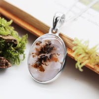 WHISPERING WOODS  - Sterling Silver & Scenic Agate Necklace