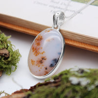 WHISPERING WOODS  - Sterling Silver & Scenic Agate Necklace