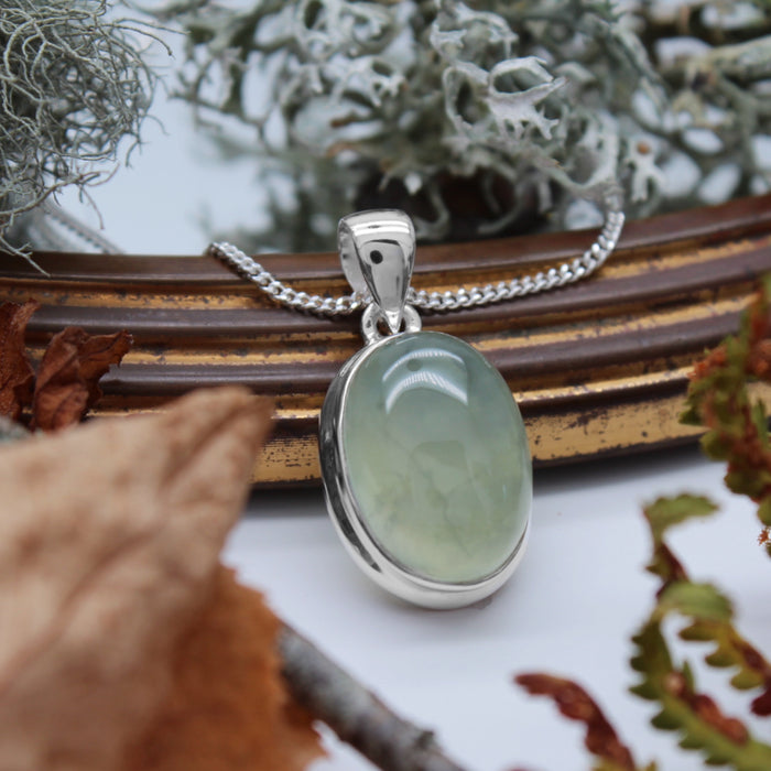LAST OF THE LEAVES - Sterling Silver & Prehnite Necklace