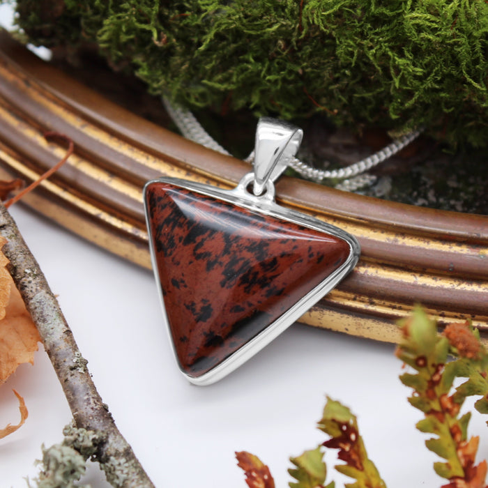 BIG LEAF - Sterling Silver & Mahogany Jasper Necklace
