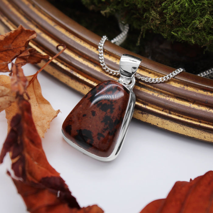 BIG LEAF - Sterling Silver & Mahogany Jasper Necklace