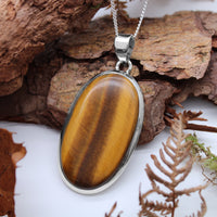 FALLEN LEAVES  - Sterling Silver & Tigers Eye Necklace