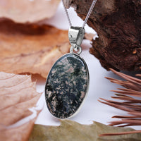 FOREST FOLLY  - Sterling Silver & Moss Agate Necklace