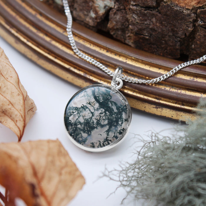 FOREST FOLLY - Sterling Silver & Moss Agate Necklace