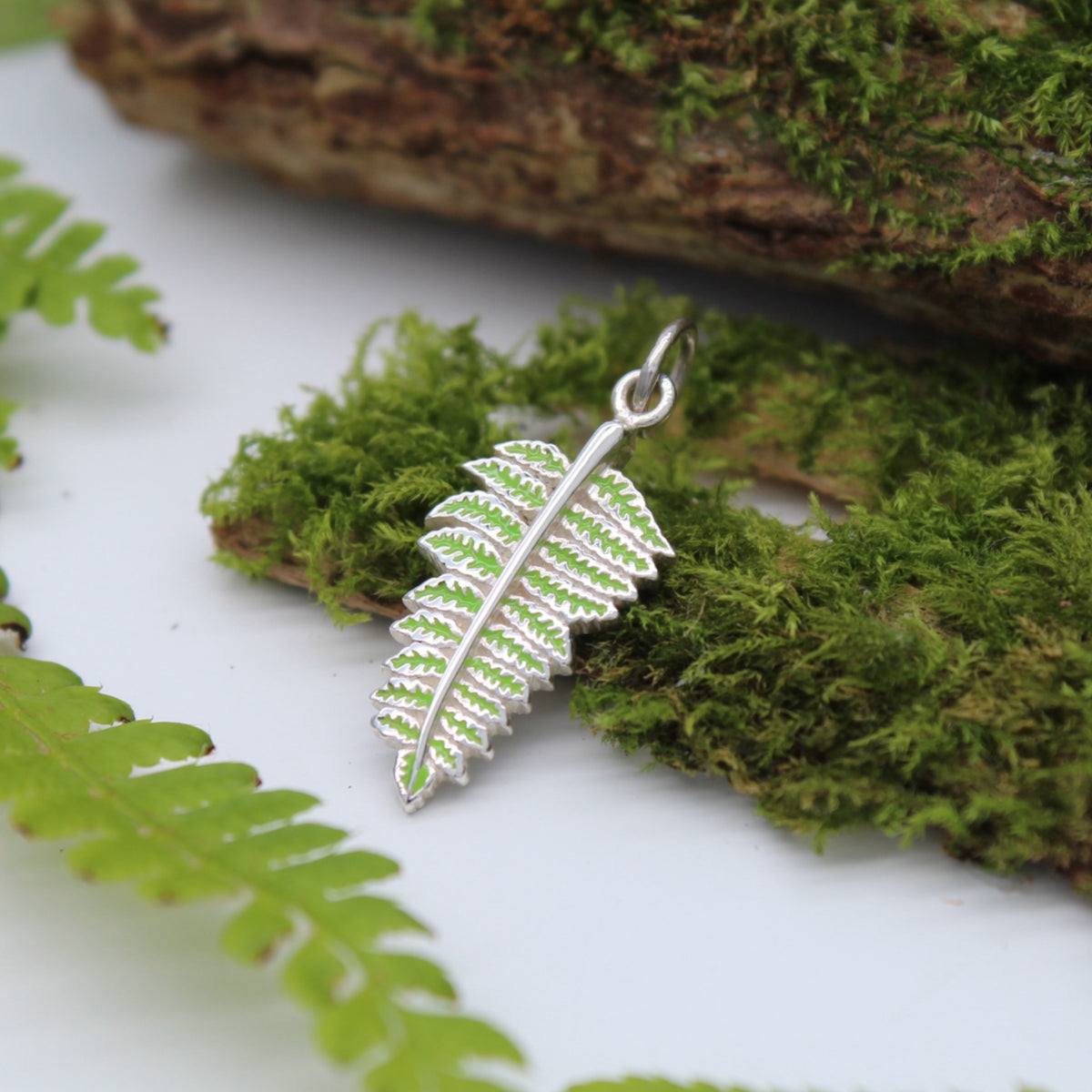 FERN - Sterling Silver & Enamel Pendant SAMPLE