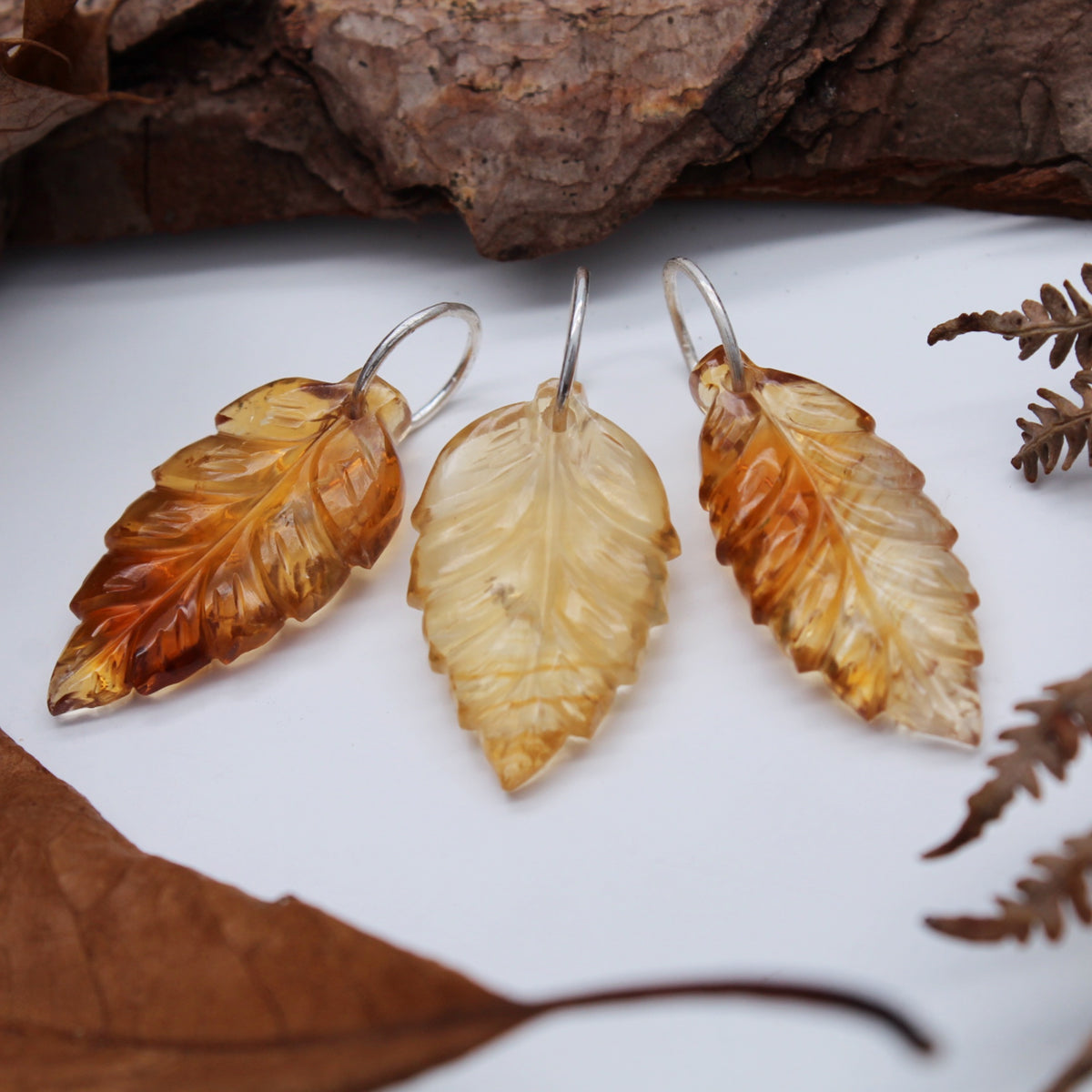 AUTUMN LEAVES - Sterling Silver & Citrine Necklace