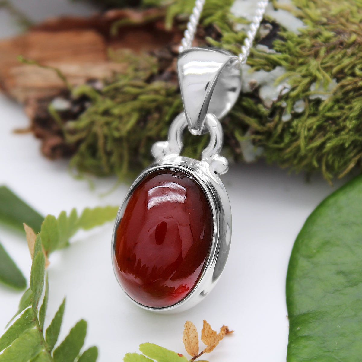 EMBERS  - Sterling Silver & Hessonite Garnet  Necklace