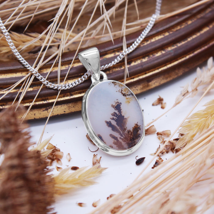 HARVEST - Sterling Silver & Scenic Agate Necklace