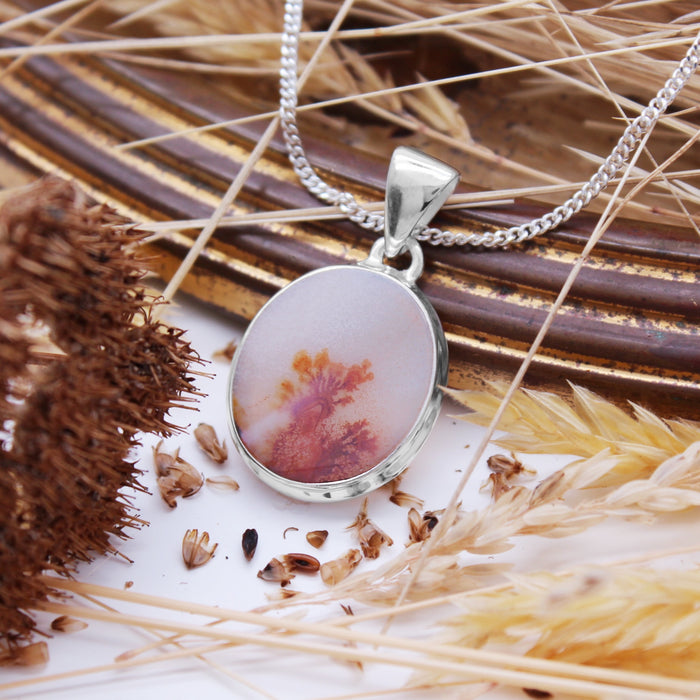 HARVEST - Sterling Silver & Scenic Agate Necklace