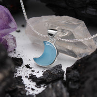 BLUE MOON - Sterling Silver & Blue Chalcedony Necklace