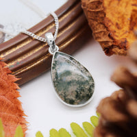 FOREST FOLLY - Sterling Silver & Moss Agate Necklace