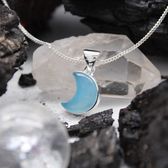 BLUE MOON - Sterling Silver & Blue Chalcedony Necklace