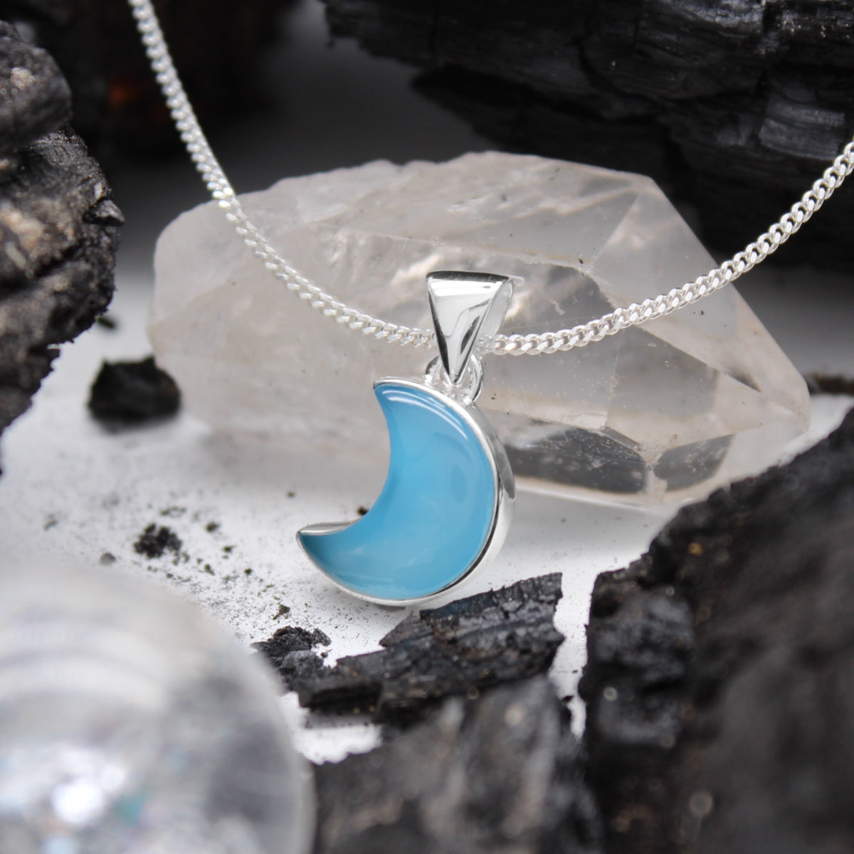 BLUE MOON - Sterling Silver & Blue Chalcedony Necklace