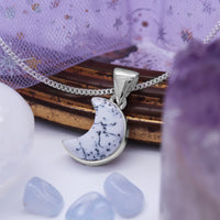 SNOW MOON - Sterling Silver & Dendritic Opal Agate Necklace