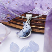 SNOW MOON - Sterling Silver & Dendritic Opal Agate Necklace