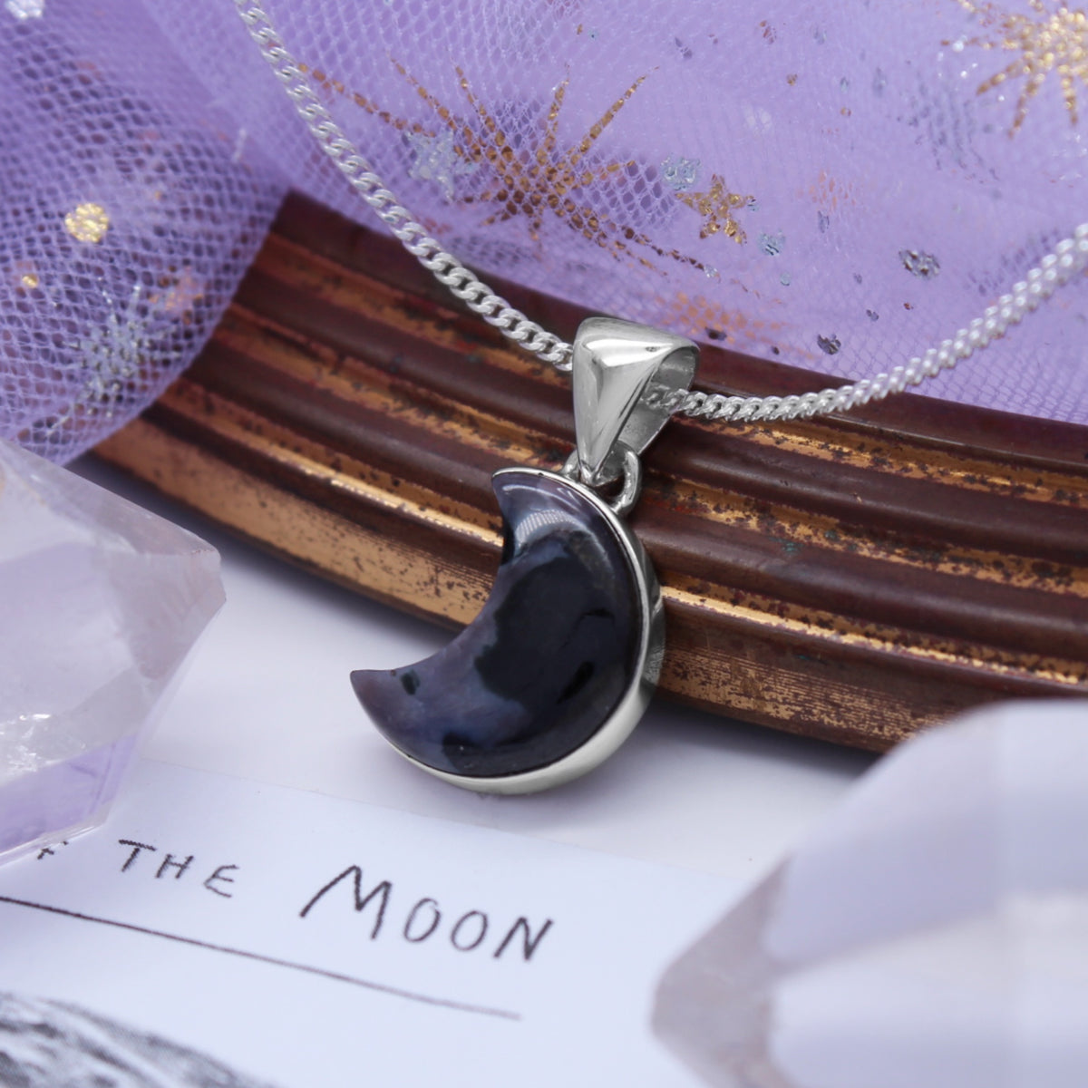 STORMY MOON - Sterling Silver & Mystic Merlinite Necklace