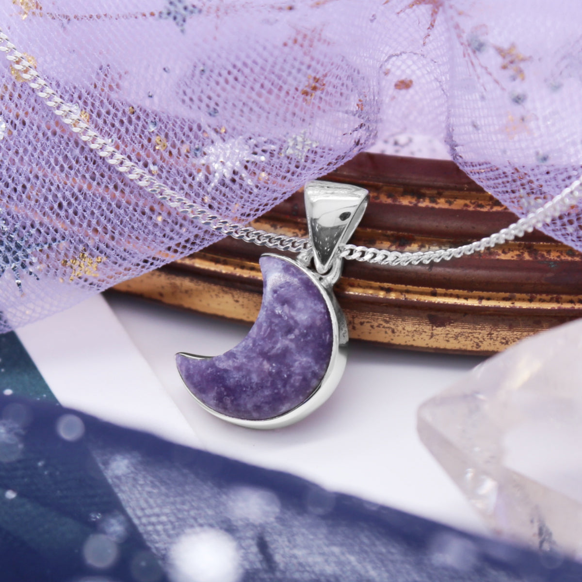 MYSTIC MOON - Sterling Silver & Purple Lepidolite Necklace