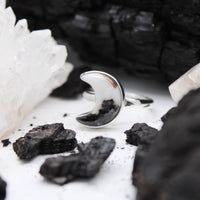 GHOST MOON - Sterling Silver & Zebra Jasper Ring - US 9