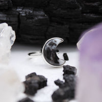 GHOST MOON - Sterling Silver & Zebra Jasper Ring - US 5