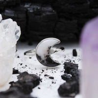 GHOST MOON - Sterling Silver & Zebra Jasper Ring - US 11