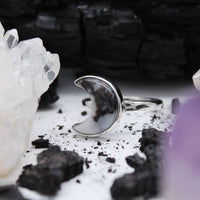 GHOST MOON - Sterling Silver & Zebra Jasper Ring - US 10