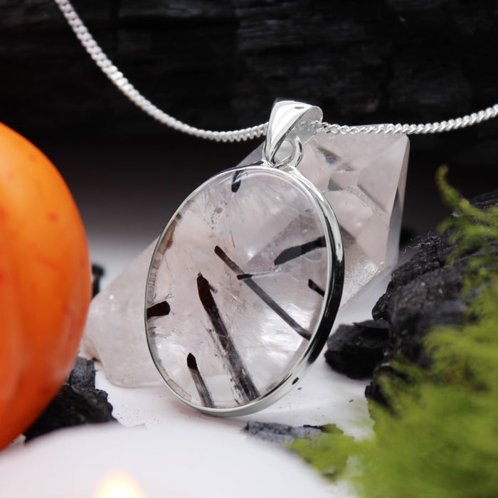 ORACLE - Sterling Silver & Black Rutilated Quartz Necklace