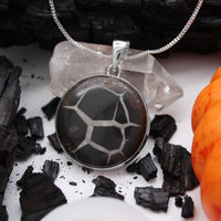 DRAGON STONE - Sterling Silver & Black Septarian Necklace