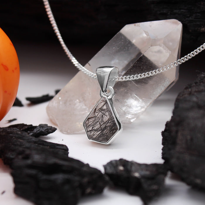 ORACLE - Sterling Silver & Black Rutilated Quartz Necklace