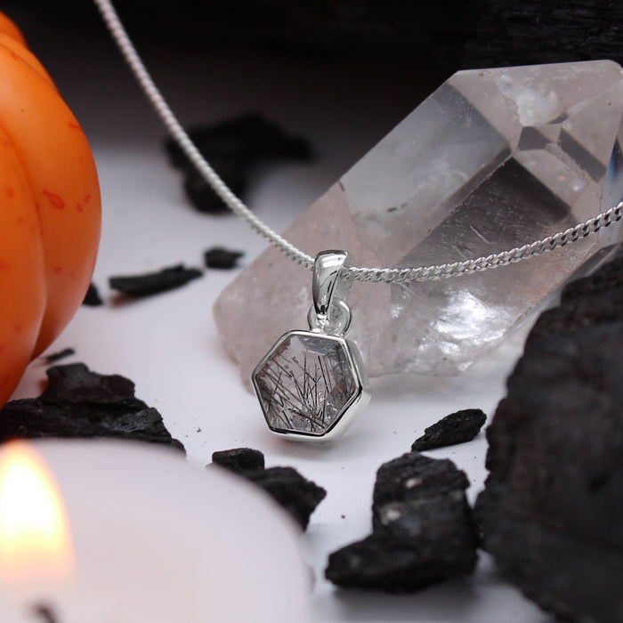 ORACLE - Sterling Silver & Black Rutilated Quartz Necklace