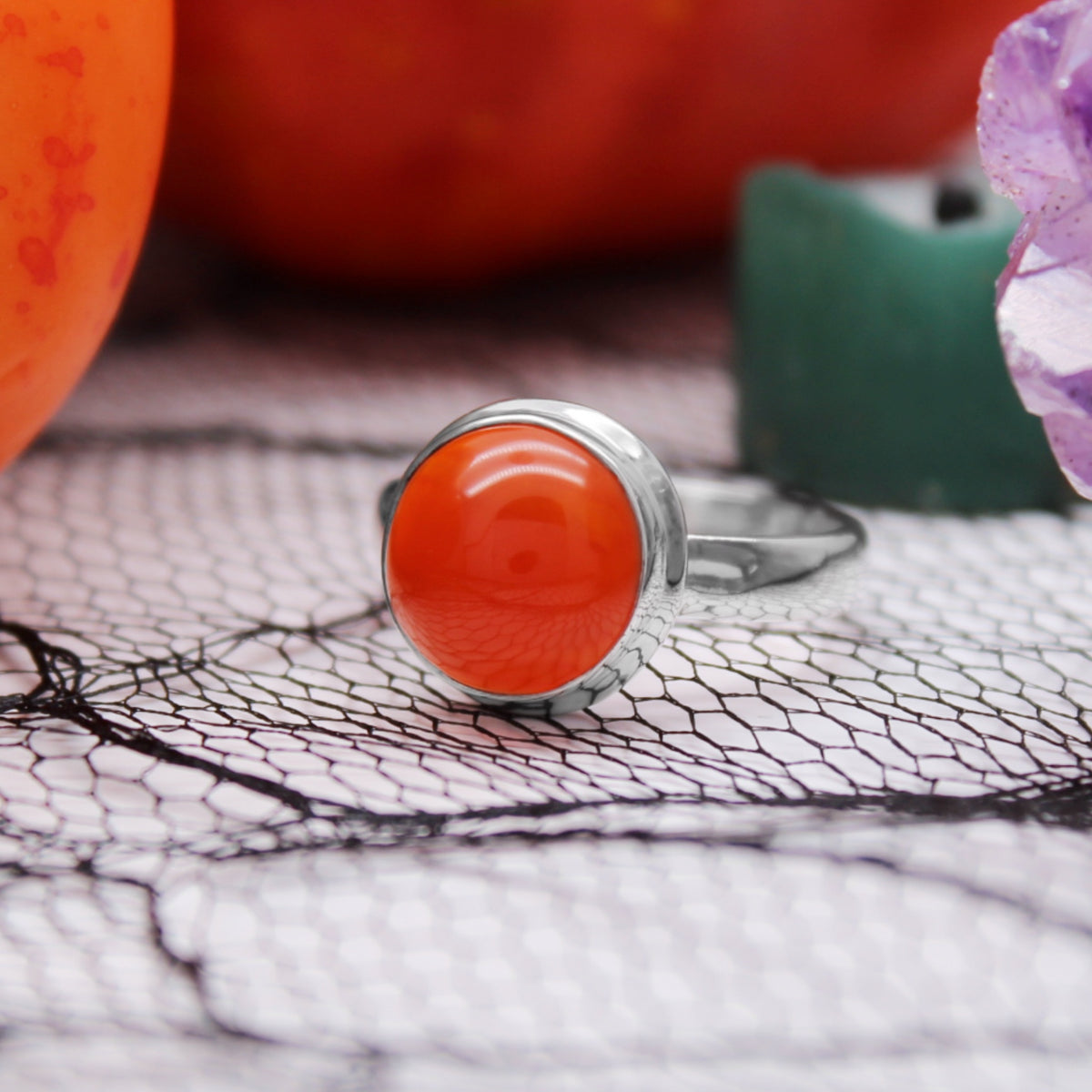PUMPKIN PATCH - Sterling Silver & Carnelian Ring - US 9