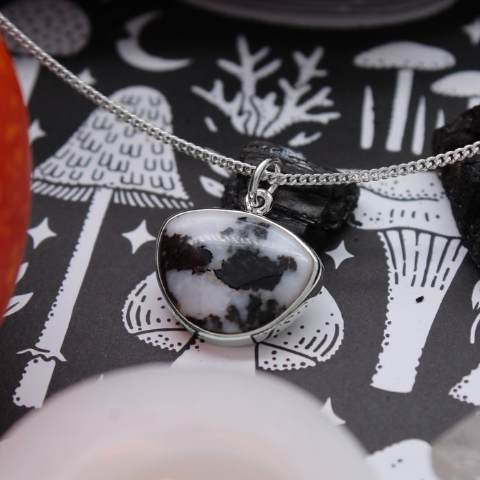 BEETLEJUICE - Sterling Silver & Zebra Jasper Necklace