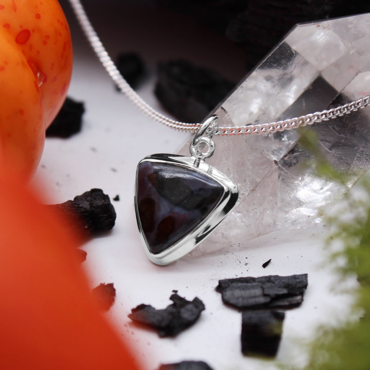 STORMY SKIES - Sterling Silver & Mystic Merlinite Necklace